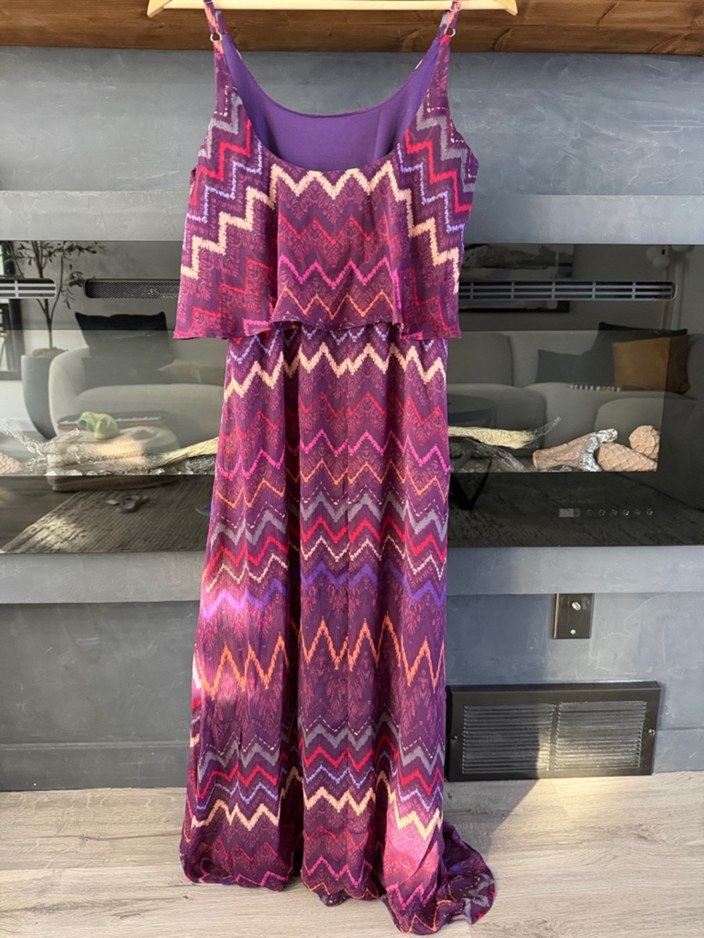 Chevron Maxi Dress in Purple and Pink Size S